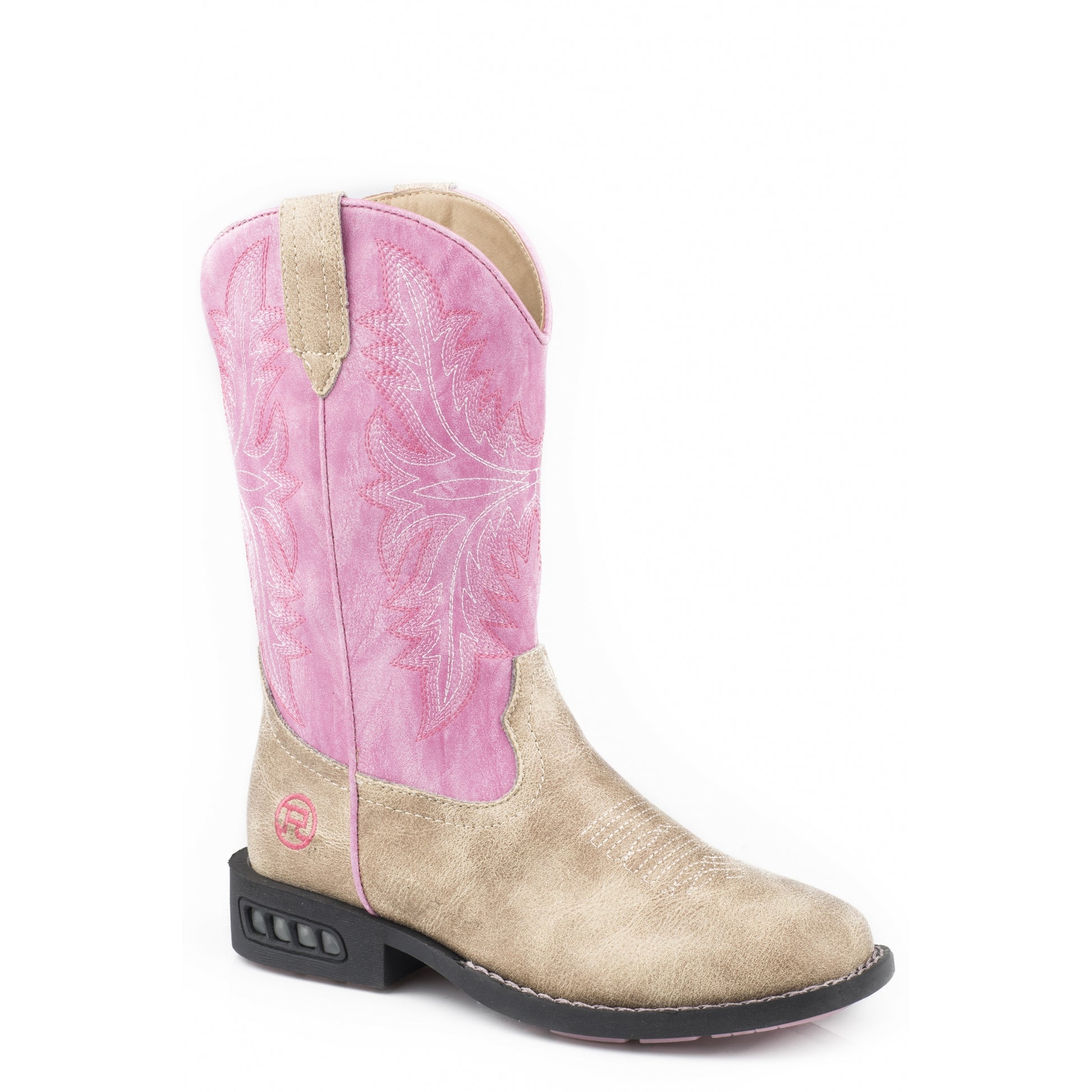 Roper Girls Pink/Tan Light Up Western Boots