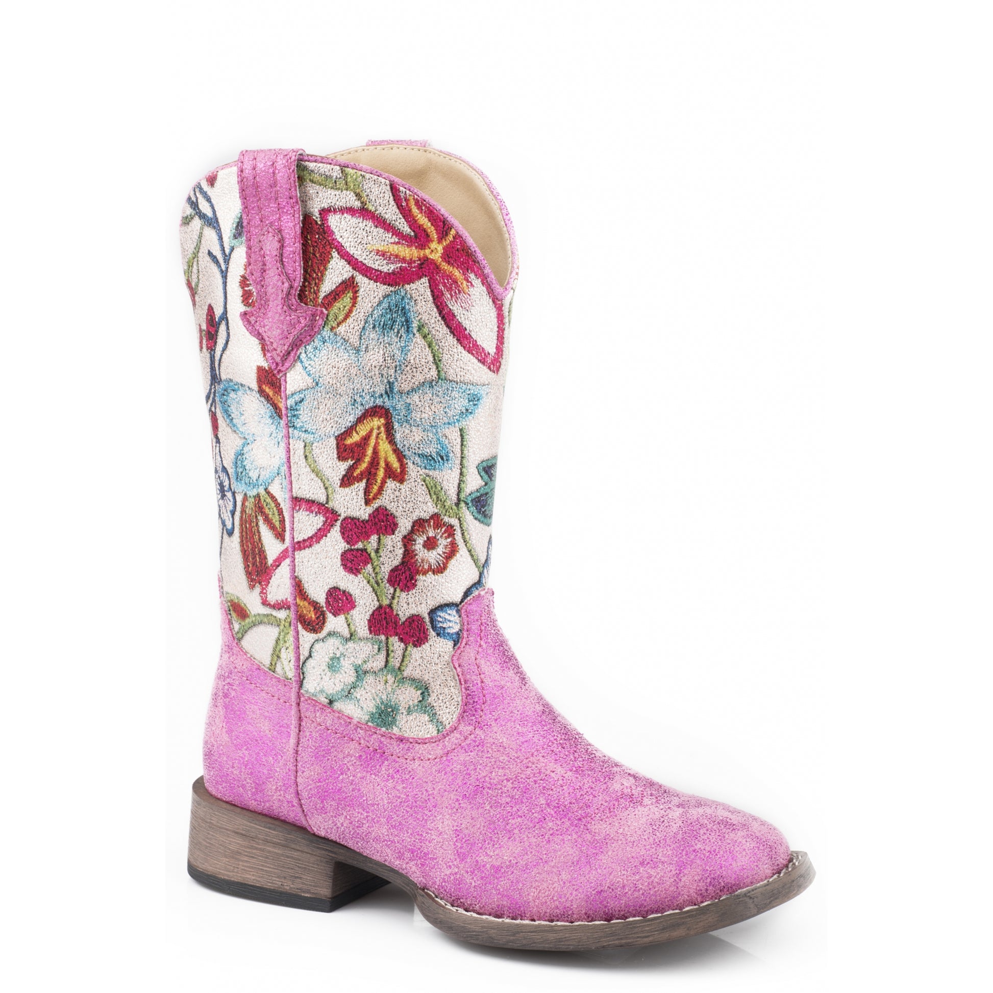Roper Girls Metallic Pink/Floral Western Boots