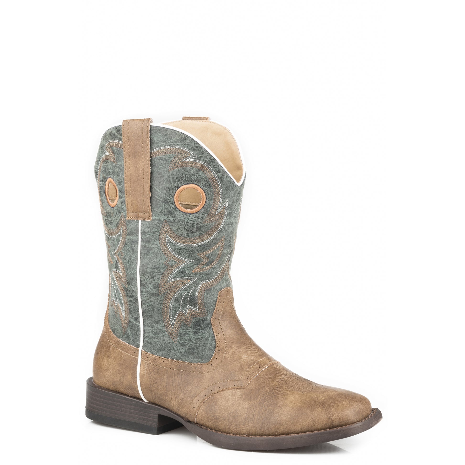 Roper Mens Square Toe Western Boots with Pull Holes