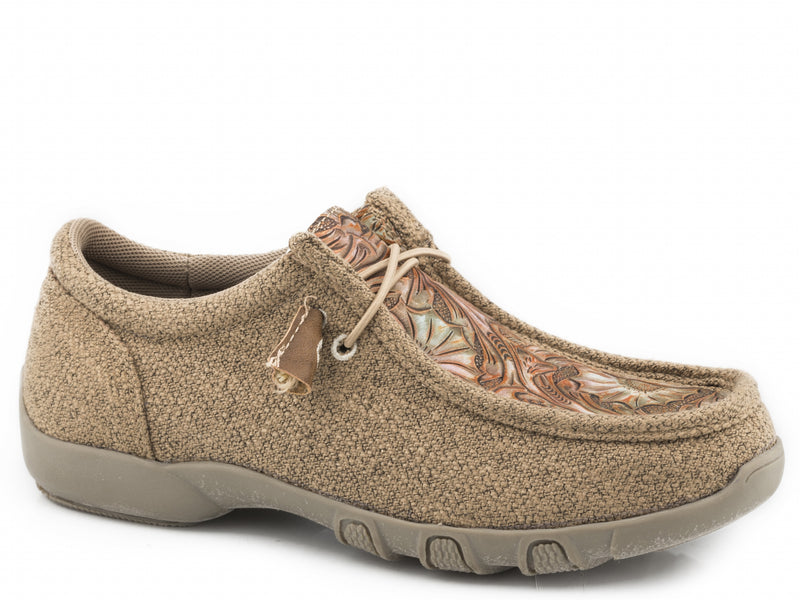 Roper Kids Tan Canvas With Embossed Floral Vamp Chukkas