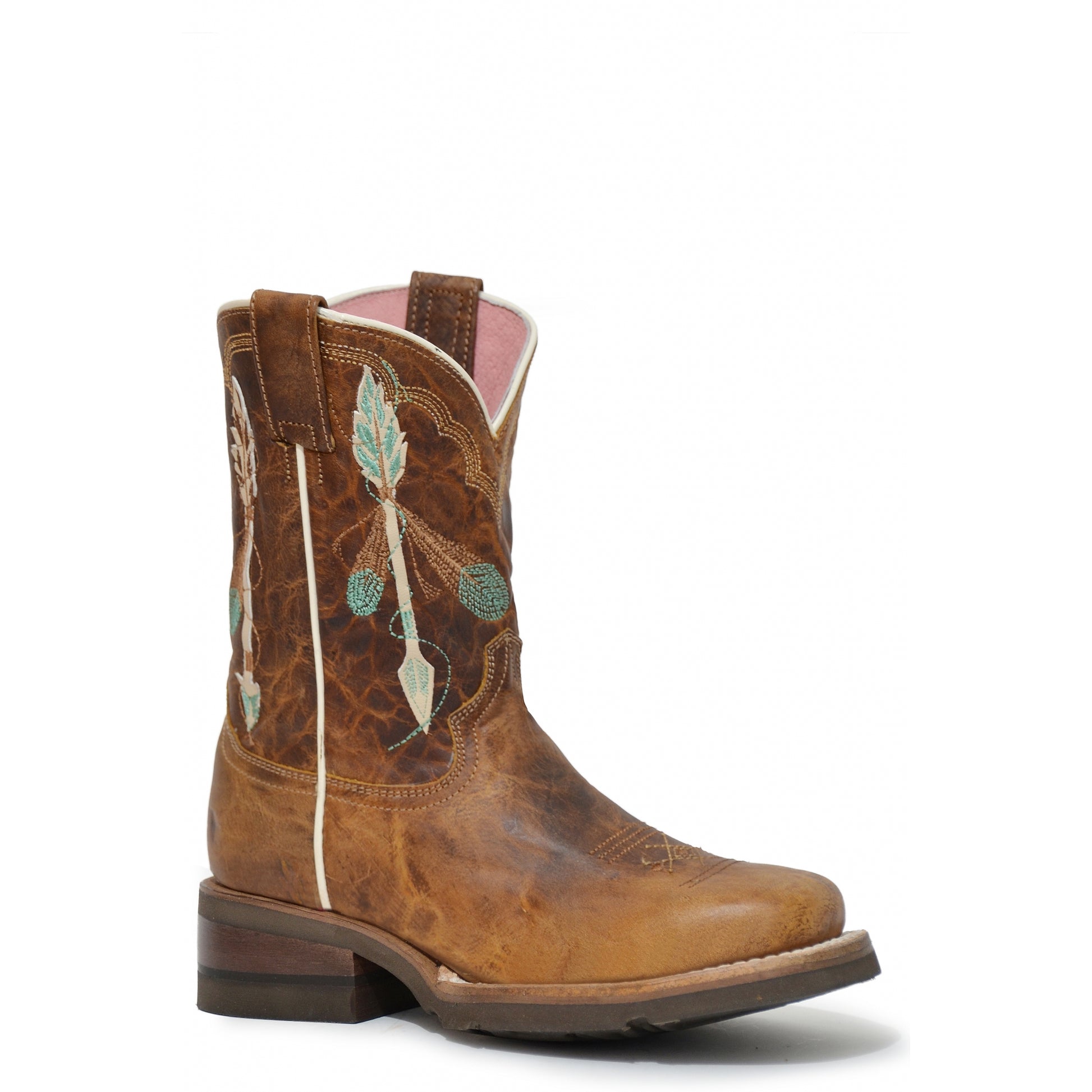 Roper Kids Arrow-Feather Embroidery Square Toe Boots
