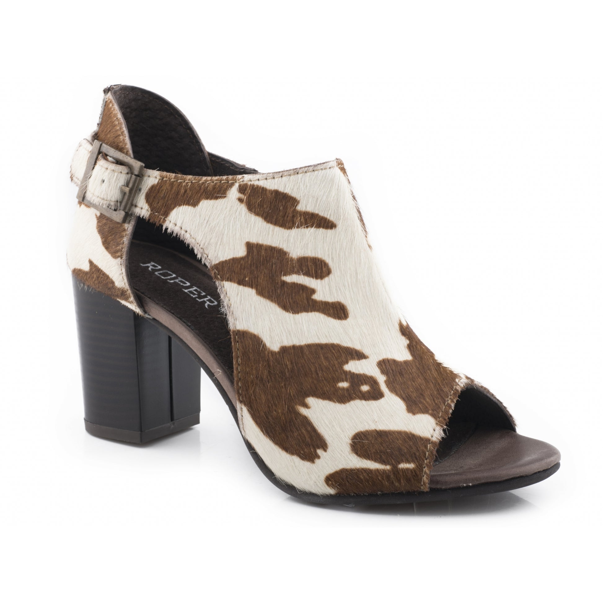 Roper Ladies Cow Hair Closed Back Open Toe Mules