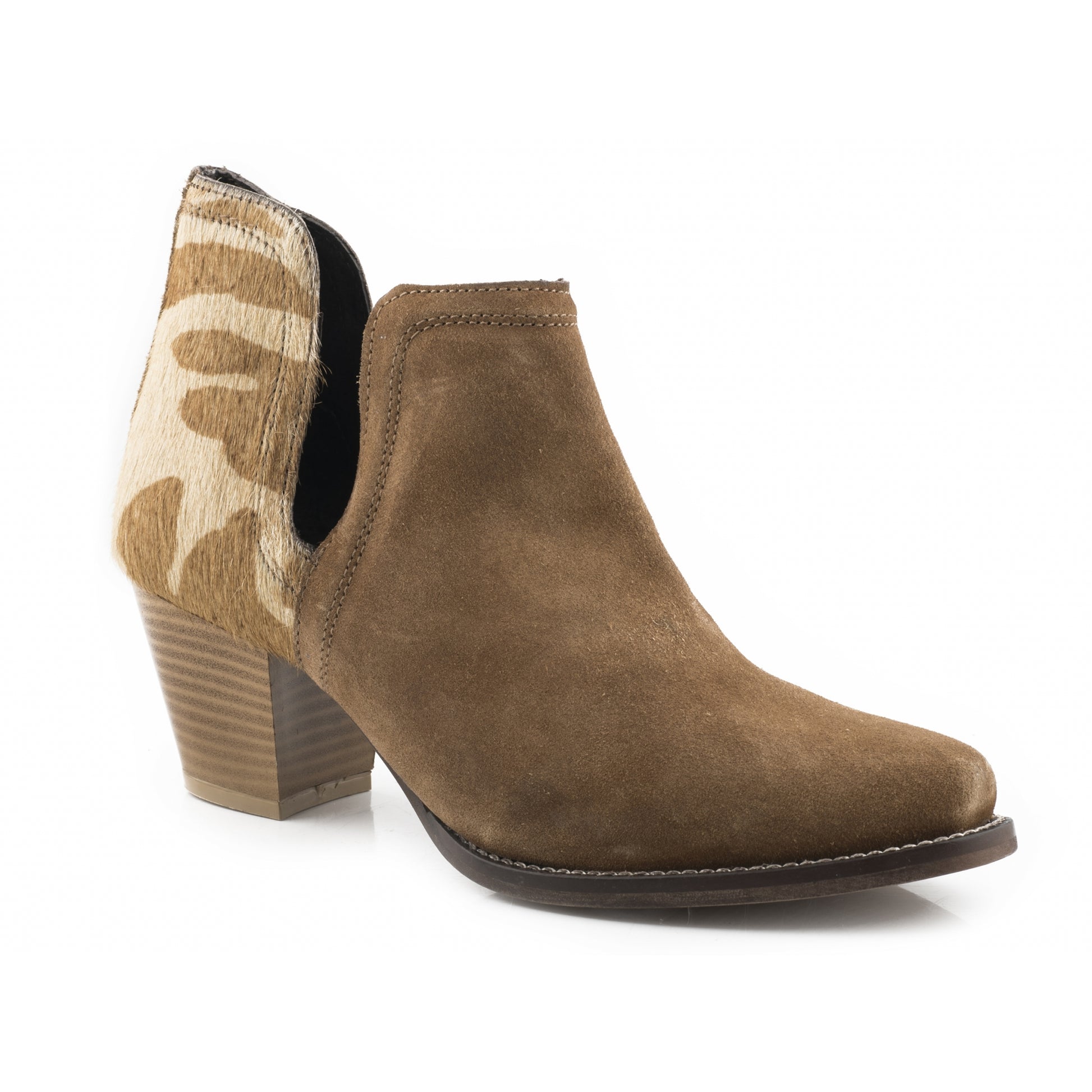 Roper Ladies Cow Hair On Hide Snip Toe Ankle Boots