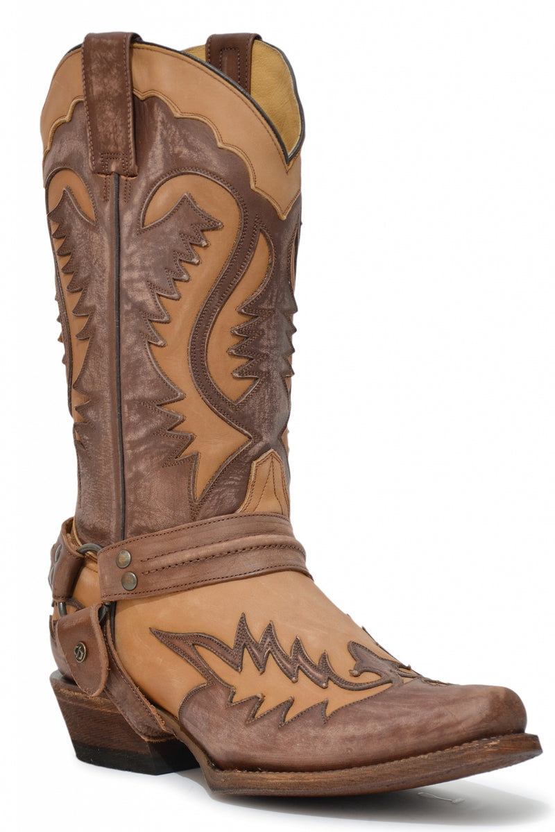 Stetson Mens Outlaw Harness Outlaw Toe Boots