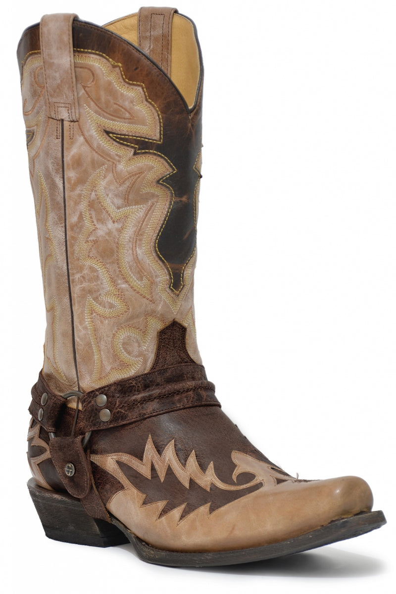 Stetson Mens Outlaw Bad Guy Harness Outlaw Toe Boots