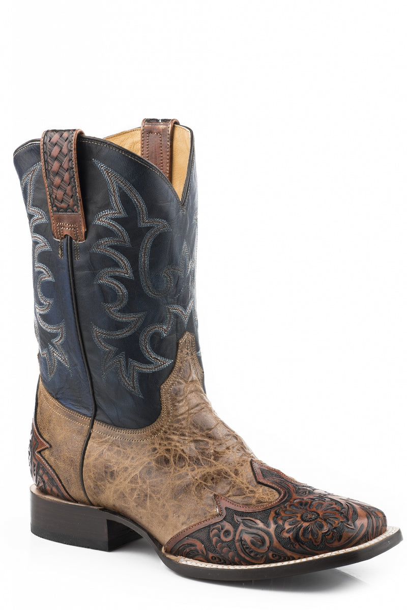 Stetson Mens Diego Square Toe Leather Sole Boots
