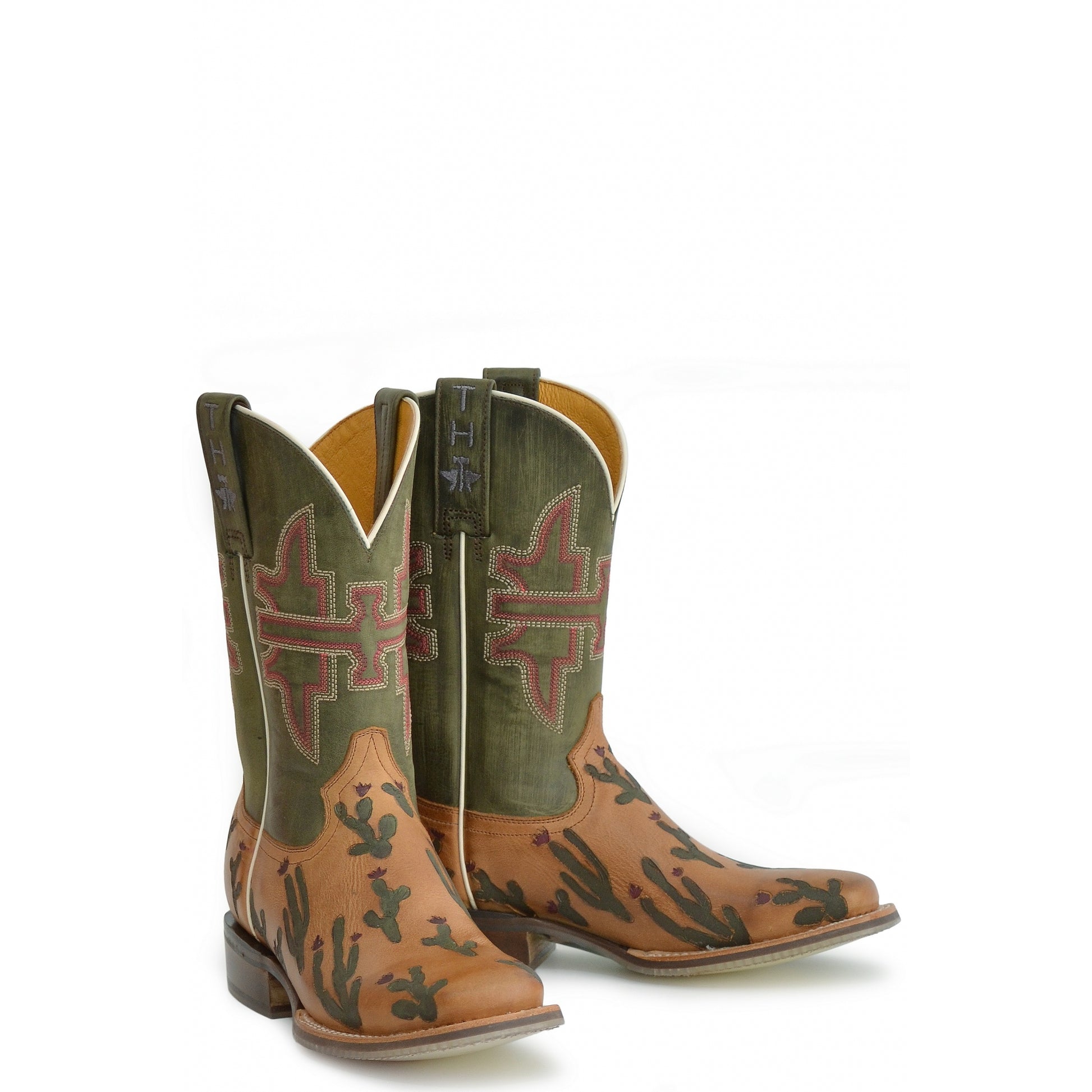 Tin Haul Ladies Square Toe Boots - Cactaplicity with Desert Moon Sole
