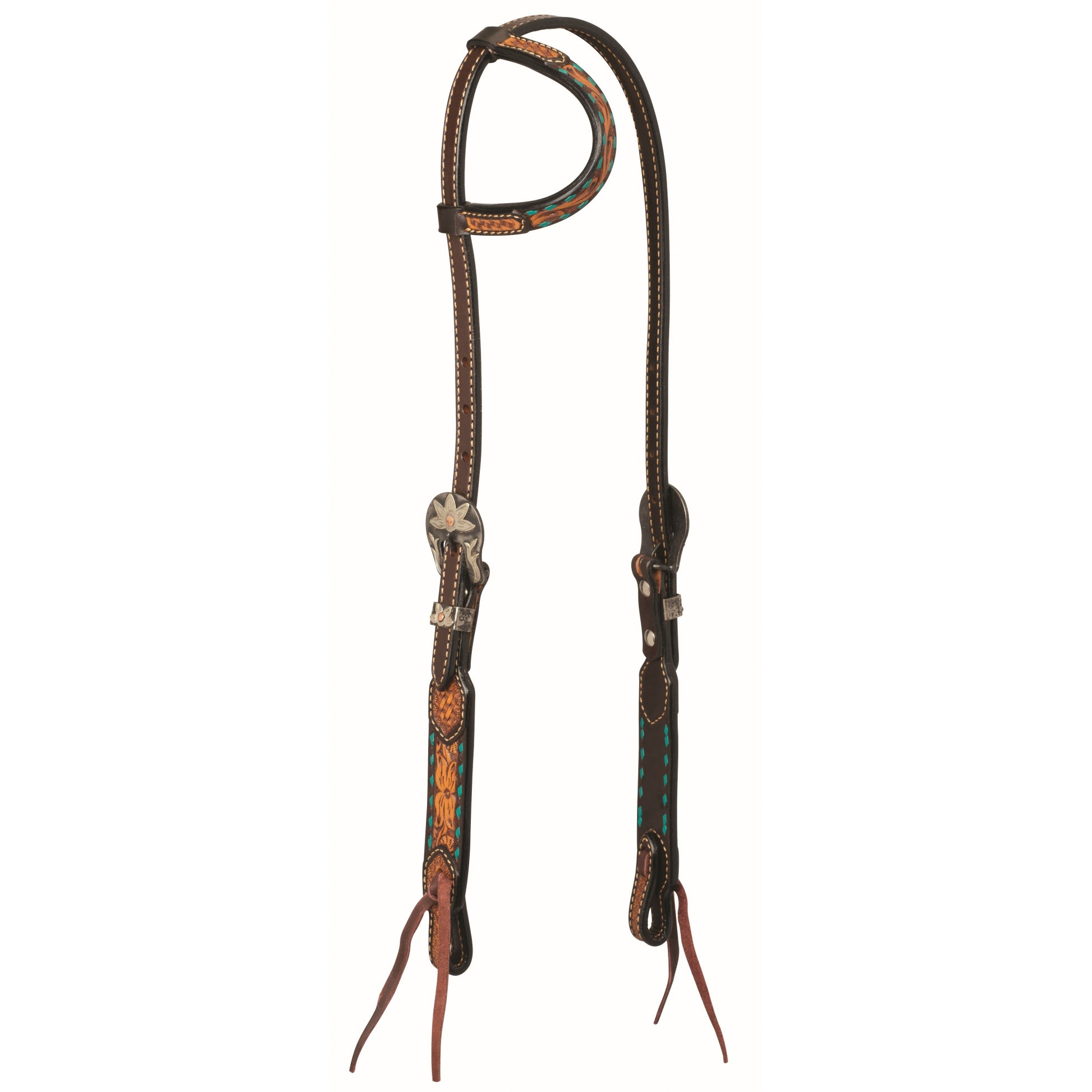 Floral Buckstitch Sl/Ear Headstall