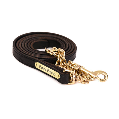 Perri's Personalized 3/4" Leather Lead with Chain