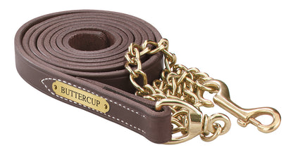 Perri's Personalized Leather Lead with 30" Solid Brass Chain