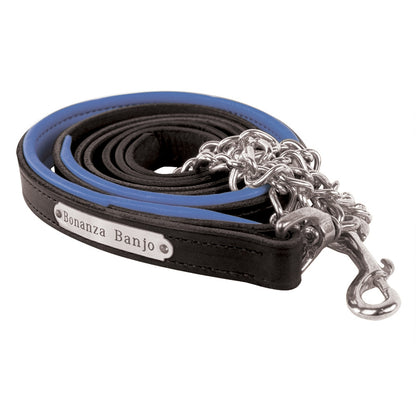 Perri's Personalized Padded Leather Lead with Chain