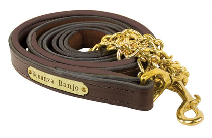 Perri's Personalized Padded Leather Lead with Chain