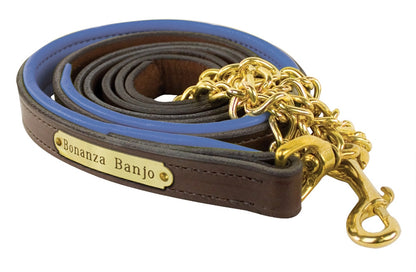 Perri's Personalized Padded Leather Lead with Chain
