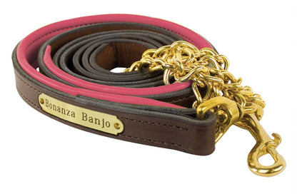 Perri's Personalized Padded Leather Lead with Chain