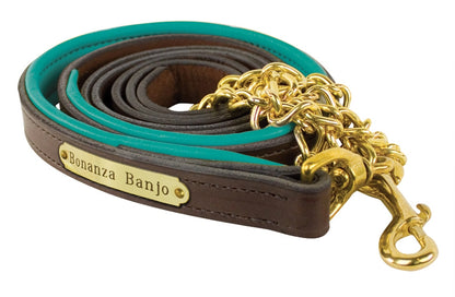 Perri's Personalized Padded Leather Lead with Chain