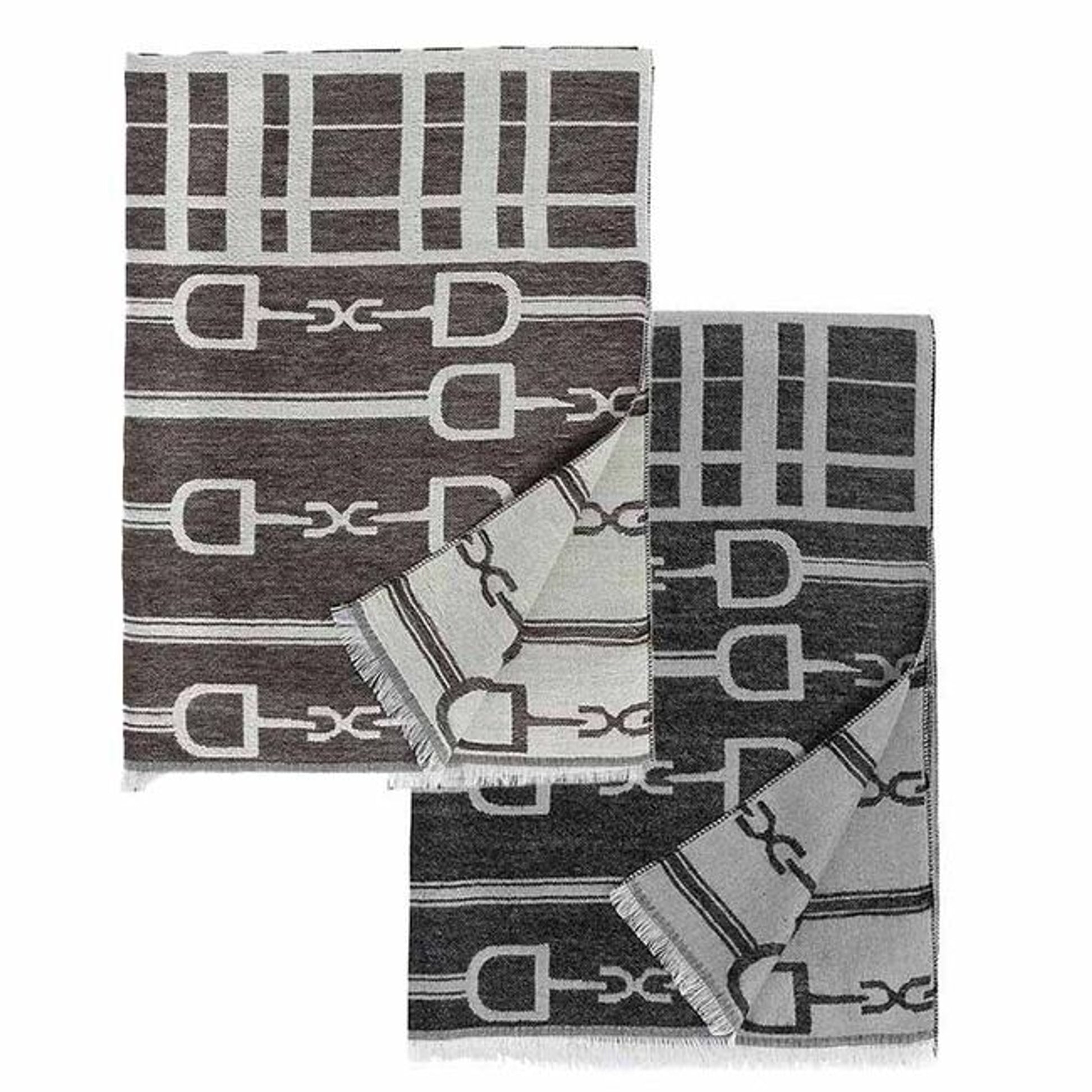 AWST Int'l Acrylic Cashmere Snaffle Bit with Plaid Scarf/Shawl