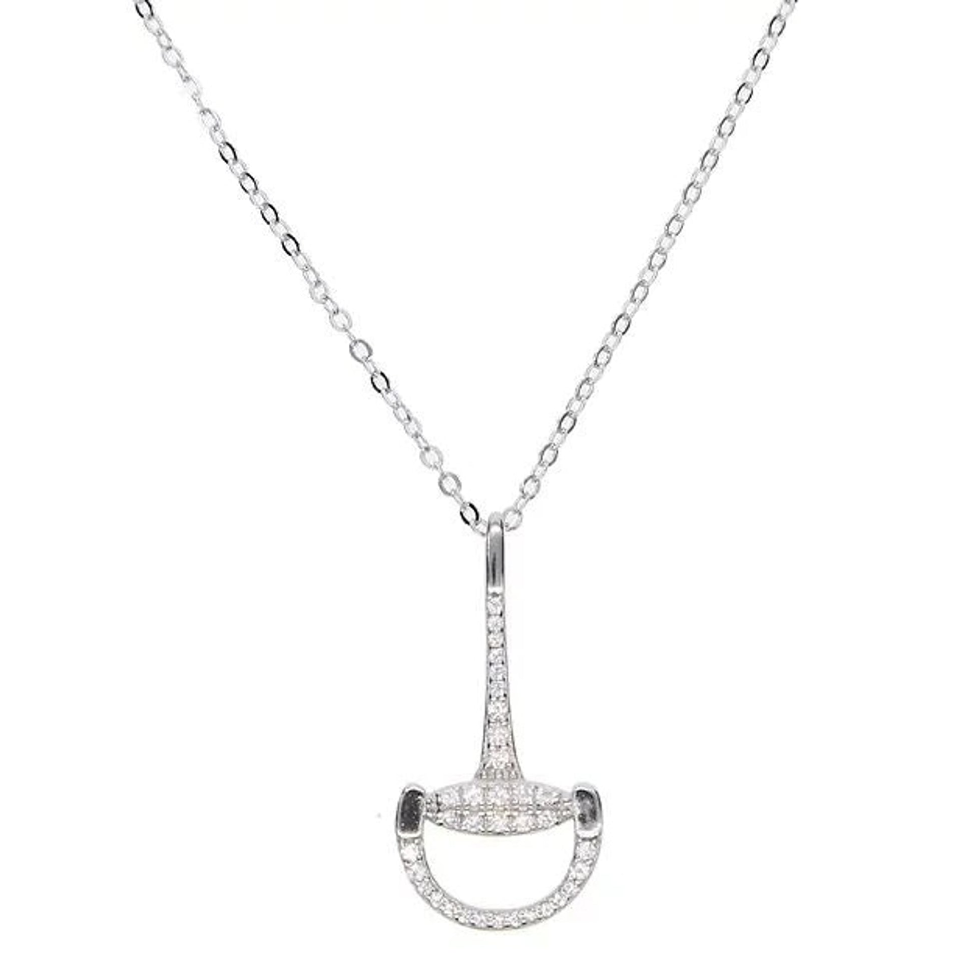 AWST Int'l Sterling SIlver & CZ D-Bit Snaffle Necklace