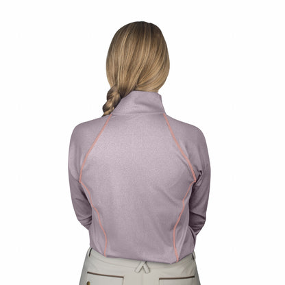 Ovation Ladies Quarter Zip Melange LS Base Top