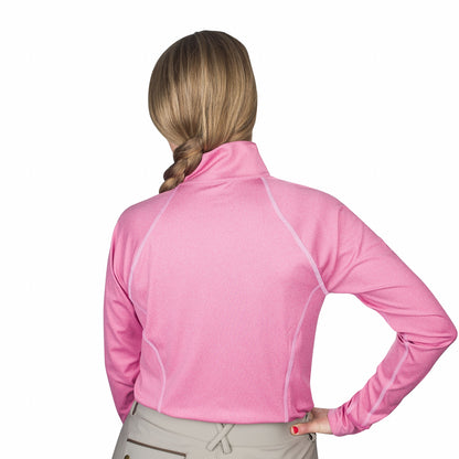 Ovation Ladies Quarter Zip Melange LS Base Top