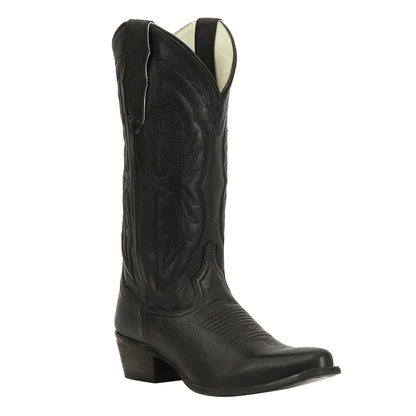 TuffRider Ladies Cowtown Mid Height Embroidered Leather Snip Toe Western Boots