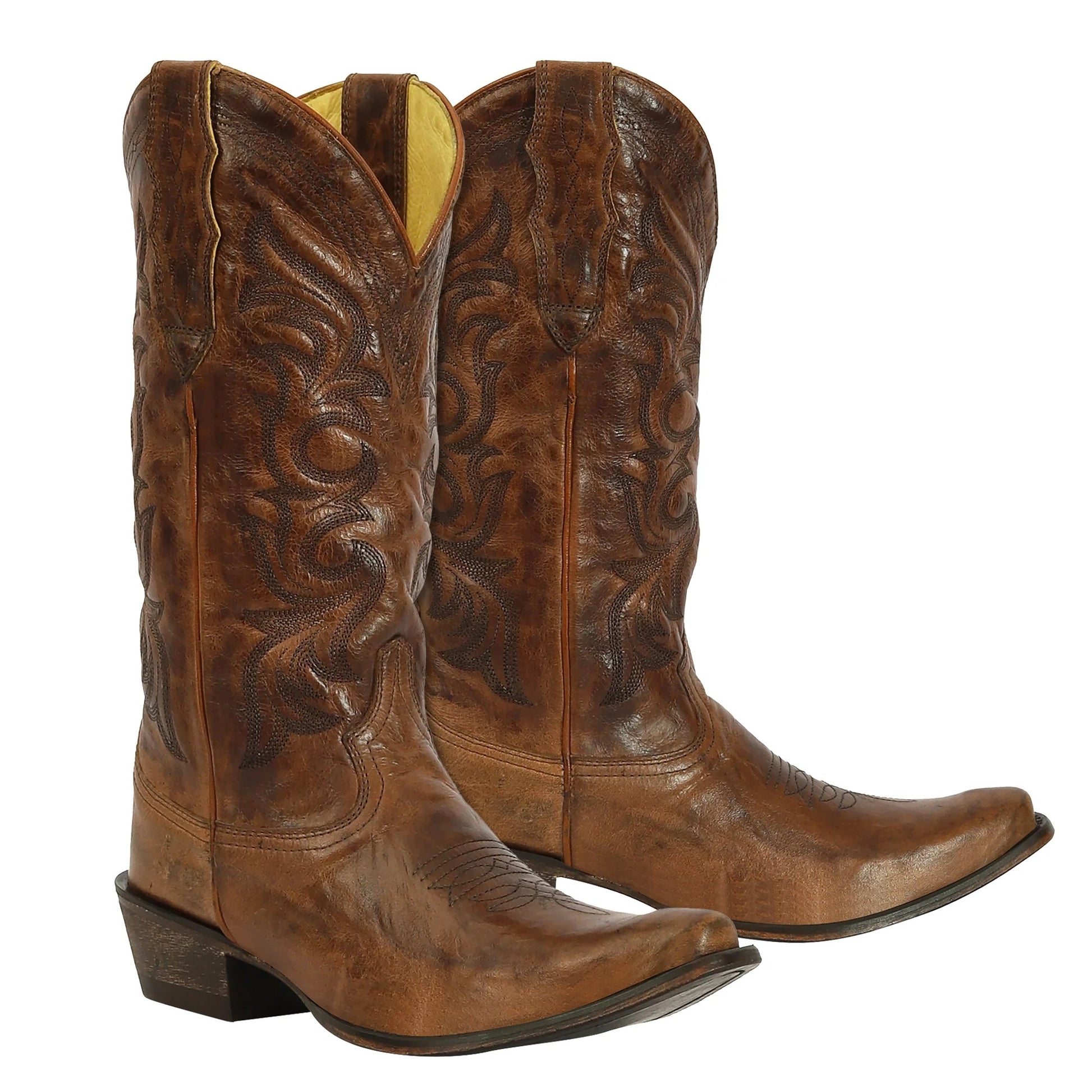 TuffRider Ladies Cowtown Mid Height Embroidered Leather Snip Toe Western Boots