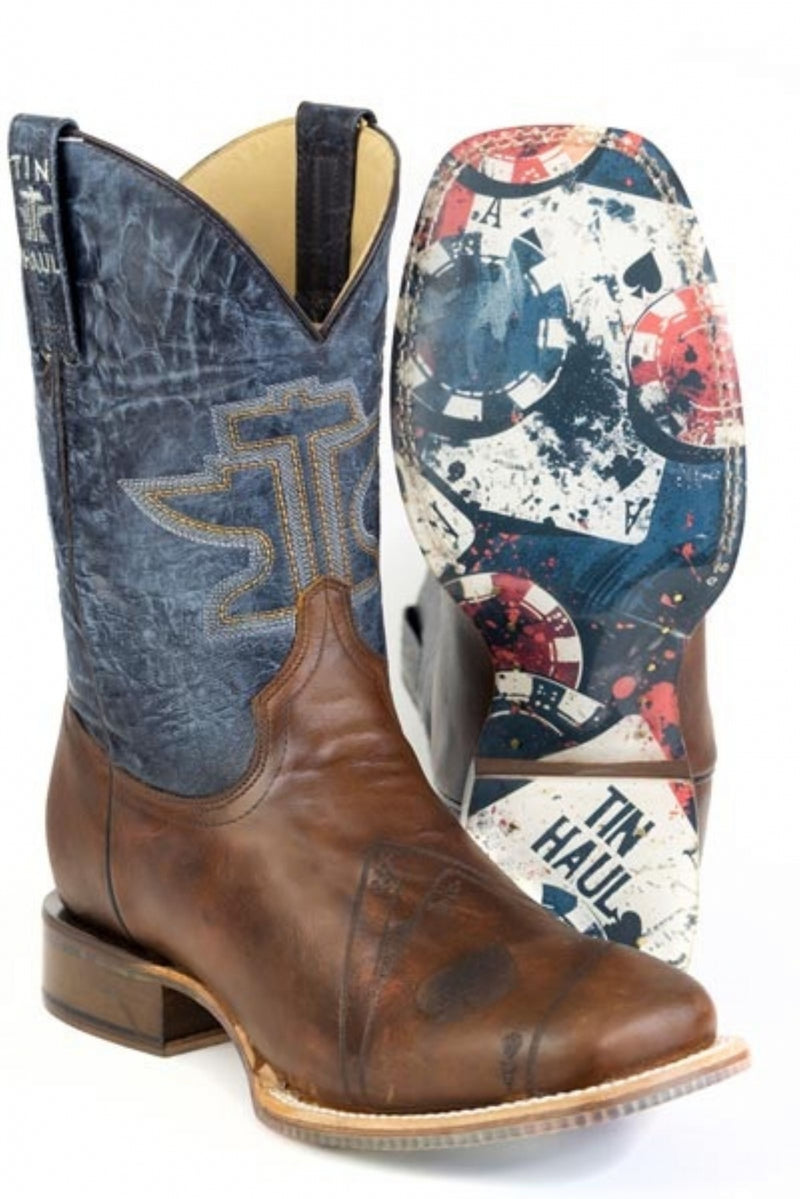 Tin Haul Mens Ace Of Spades Square Toe Boots