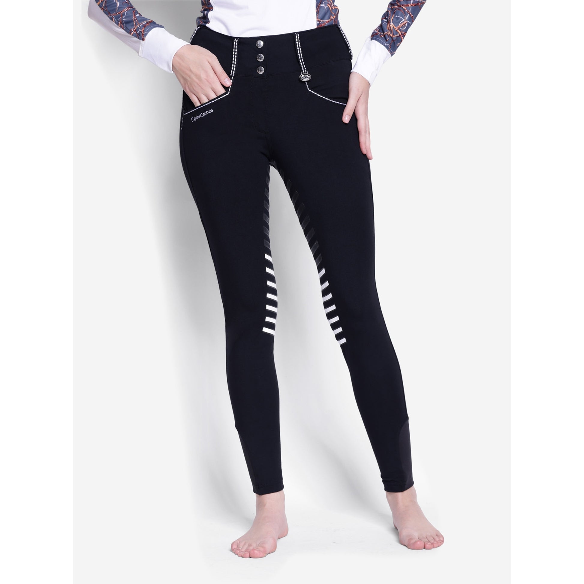 Equine Couture Ladies Saddle Stitch Extended Knee Patch Breeches