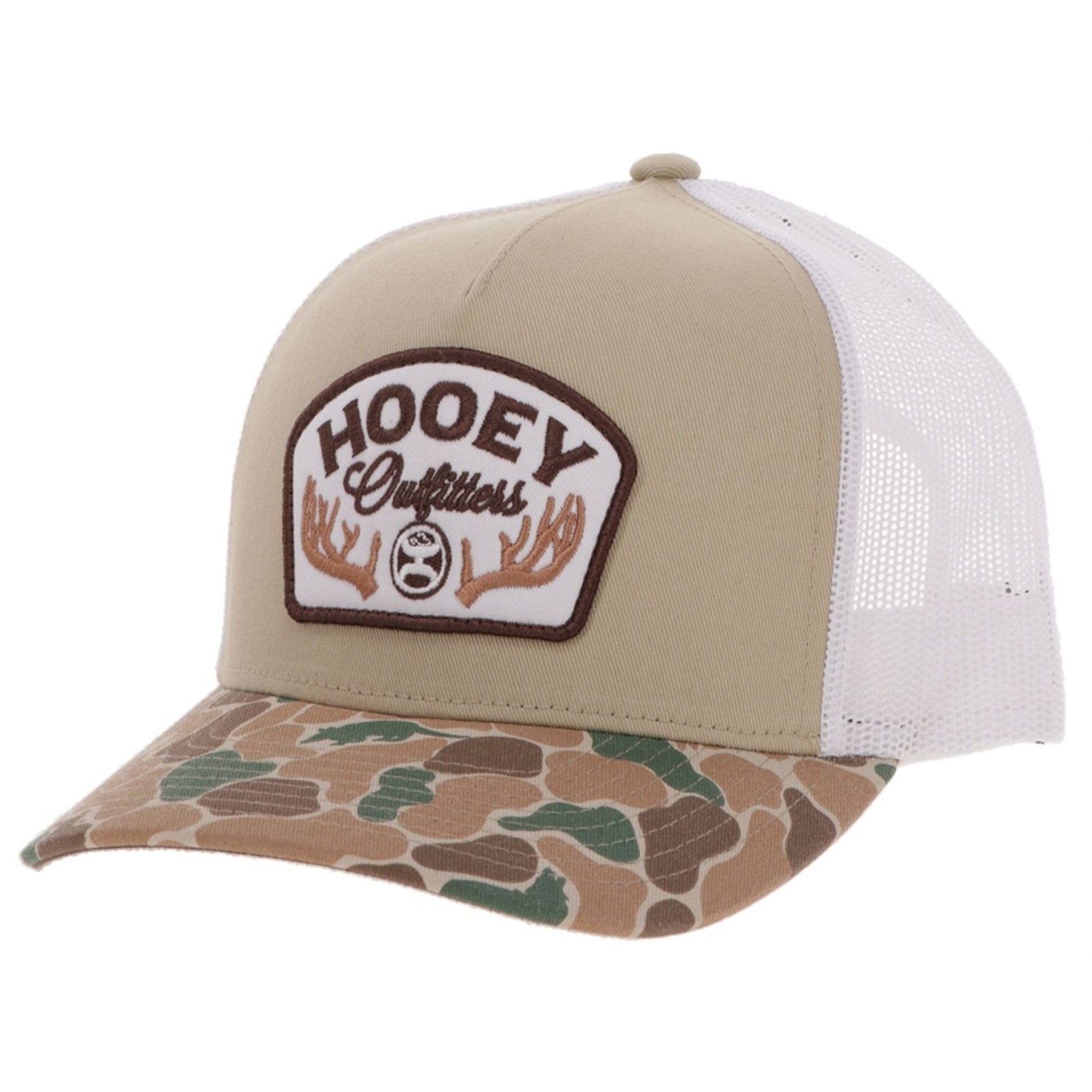 Outfitters Tan / White 5-Panel Trucker with White / Brown Patch