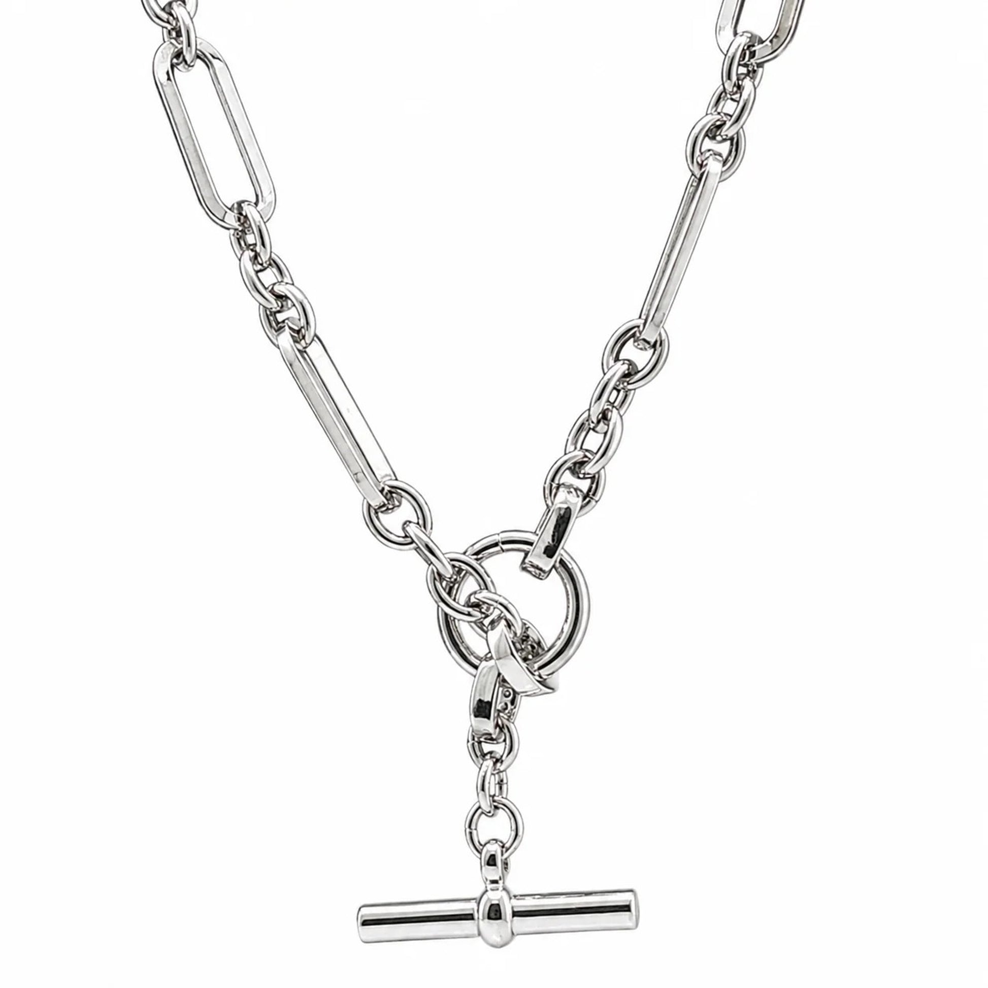 Equestrian Jewelry Brass Paper Clip Toggle Necklace