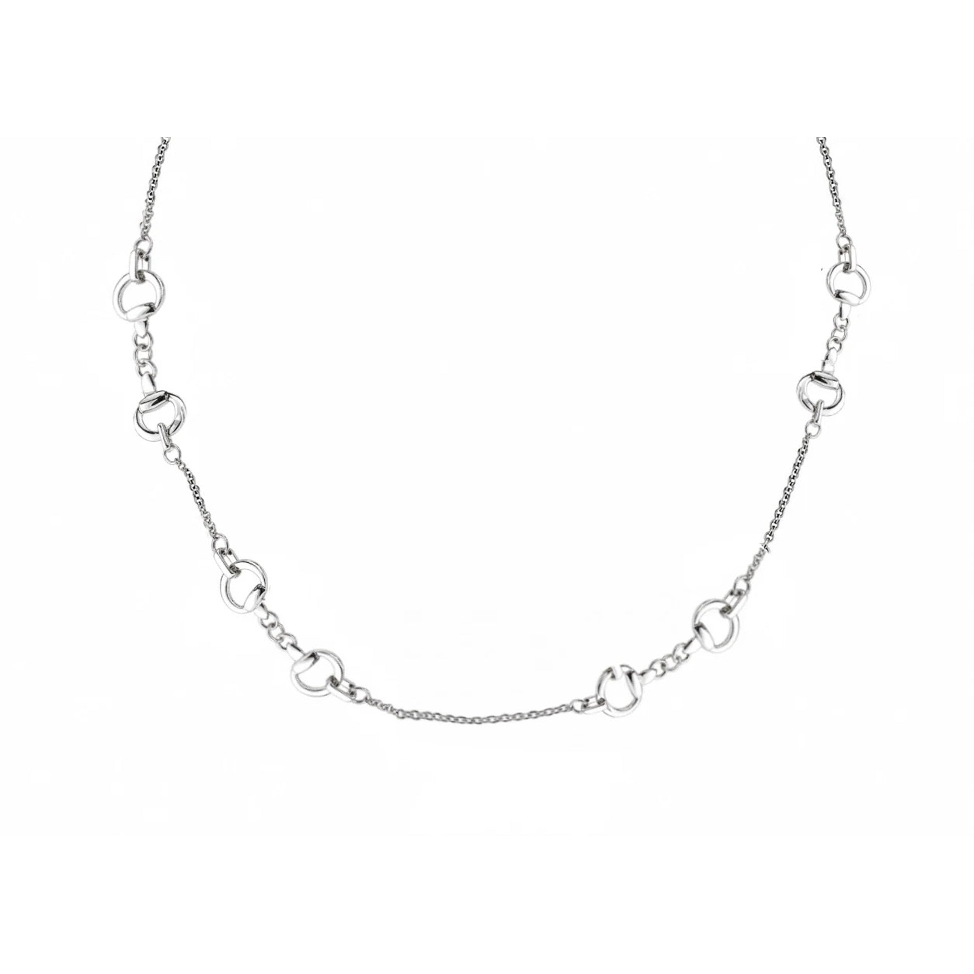 Equestrian Jewelry Brass Long Silver Snaffle Bit Necklace