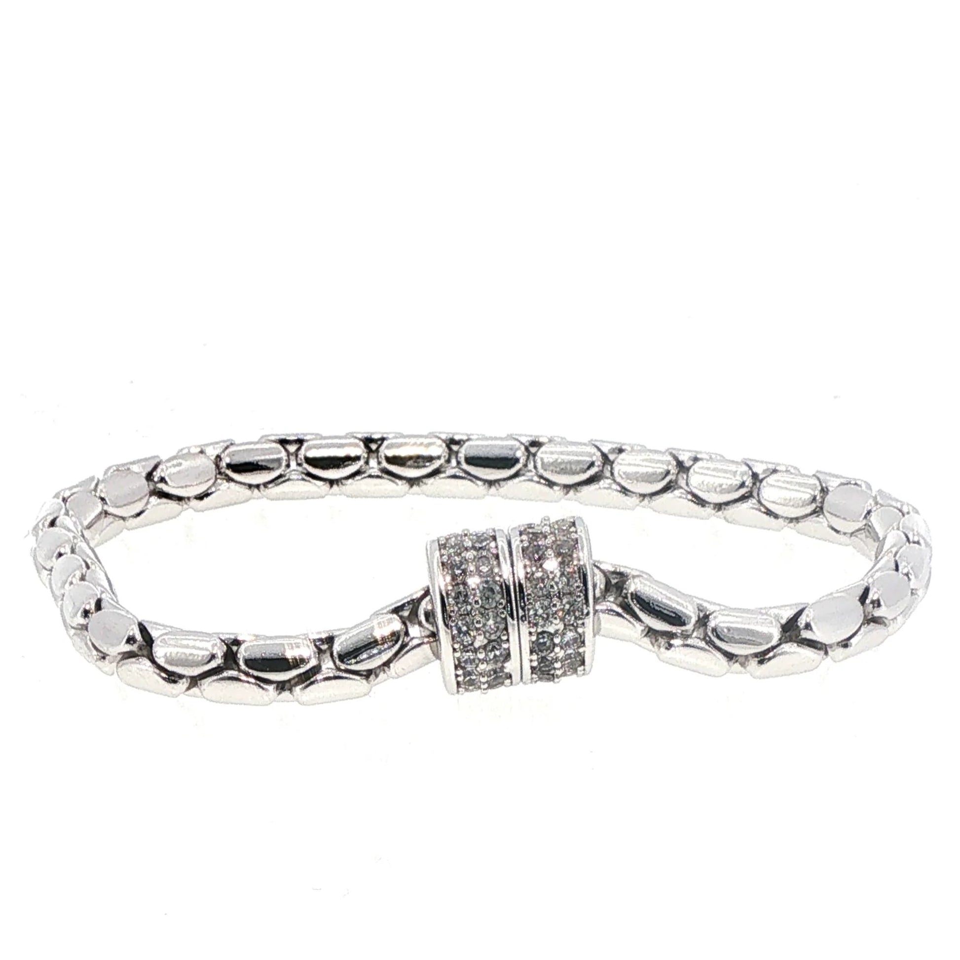 Equestrian Jewelry Brass Barrel Bracelet With Cubic Zirconia Magnetic Clasp