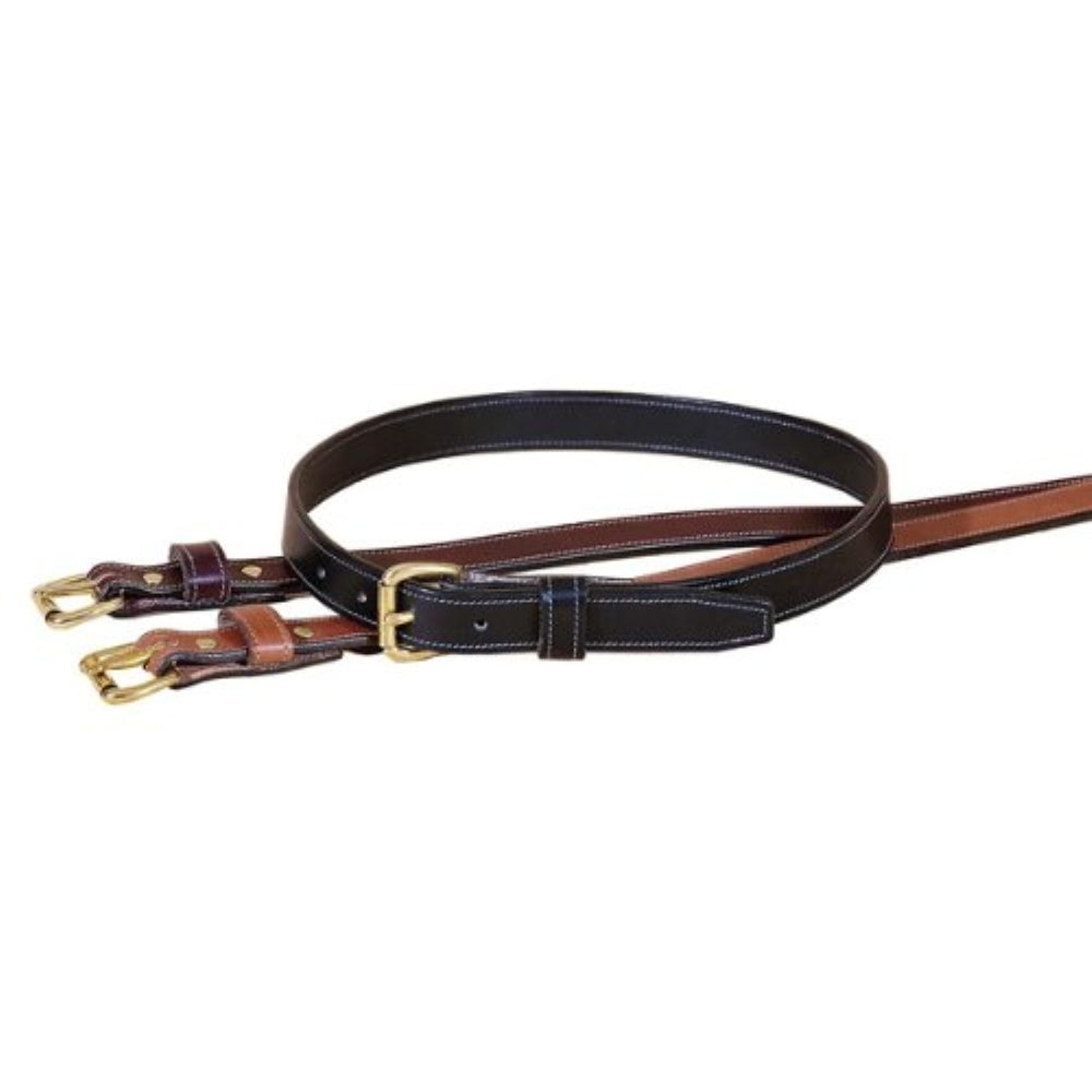 Tory 1In Stitched Belt With Brass Buckle 26 Brn/Nick