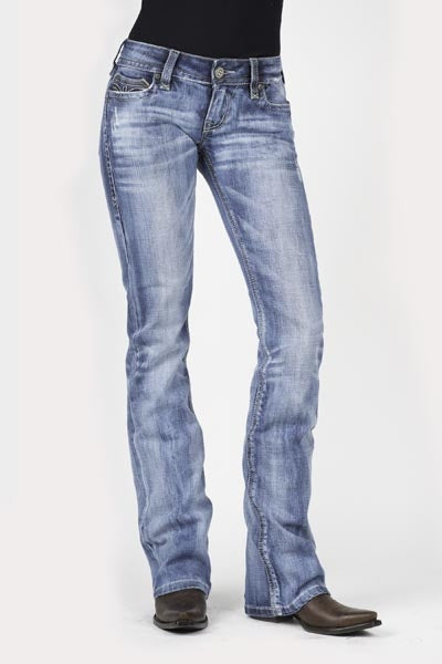Stetson Ladies 818 Fit Stylized V Three Loops Deco Back Pocket Boot Cut Jeans