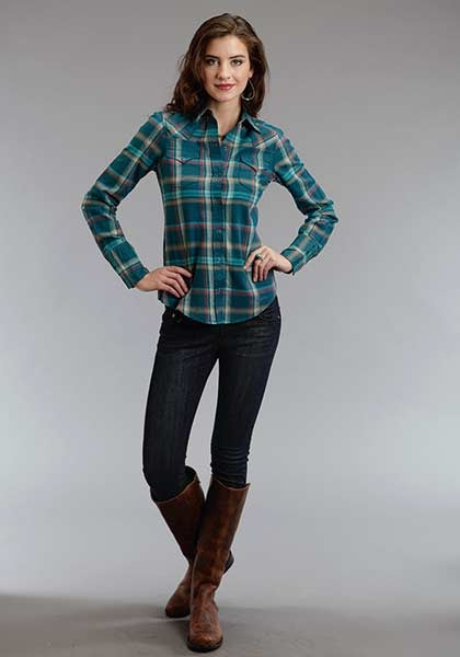Stetson Ladies Fall II Brushed Twill Ombre Plaid Long Sleeve Snap Shirt