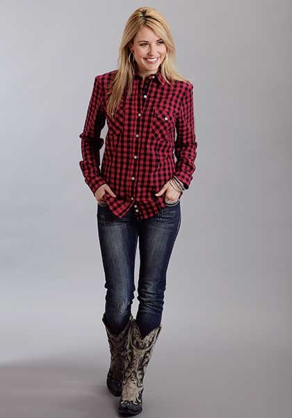 Stetson Ladies Fall II Buffalo Check Long Sleeve Snap Shirt