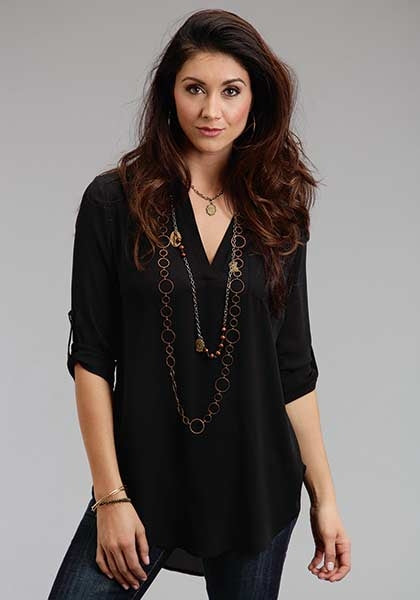 Stetson Ladies Fall II Poly Crepe V Neck Long Sleeve Blouse