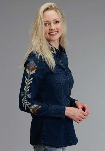 Stetson Ladies Fall III Chambray Western Fitted Blouse