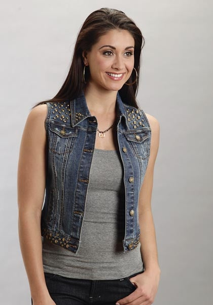 Stetson Ladies Spring III Denim Vest Jacket With Studding