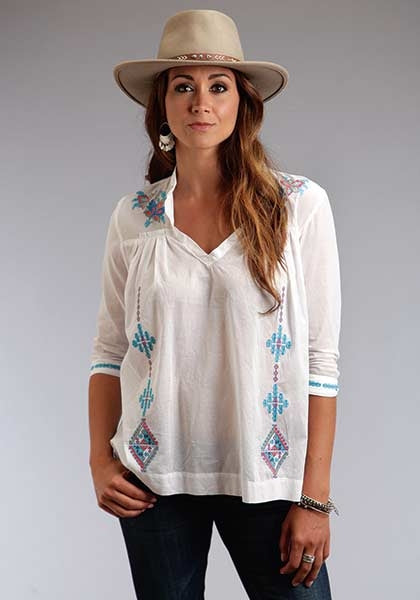 Stetson Ladies Summer I Voile Long Sleeve Peasant Blouse