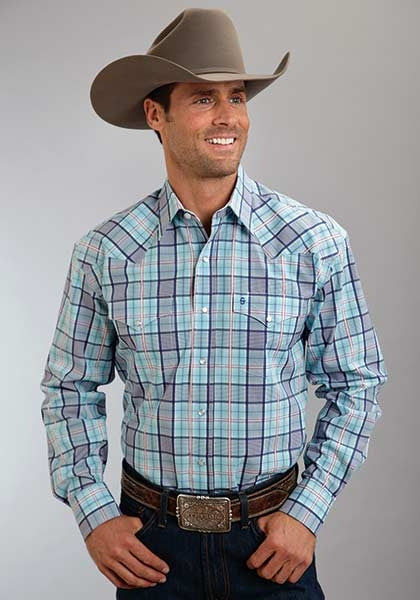 Stetson Mens Spring IV Streetlight Plaid Long Sleeve Snap Shirt