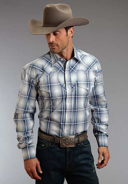 Stetson Mens Winter III Crystal Ombre Long Sleeve Snap Shirt