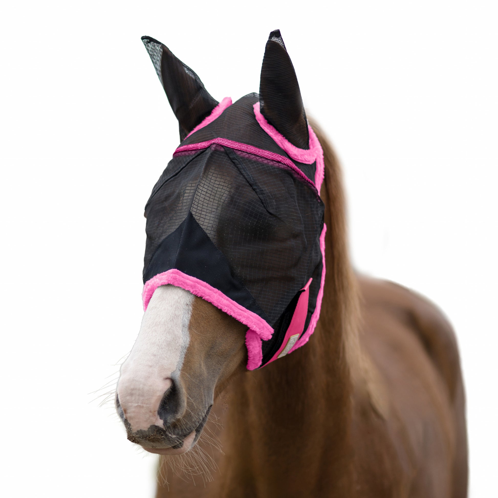 BARN & STABLE Fly Mask with Ears & Fleece Trim