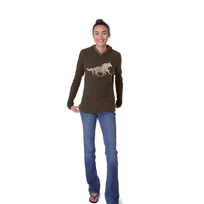 Chestnut Bay Rider Lounge Hoodie Running Horses