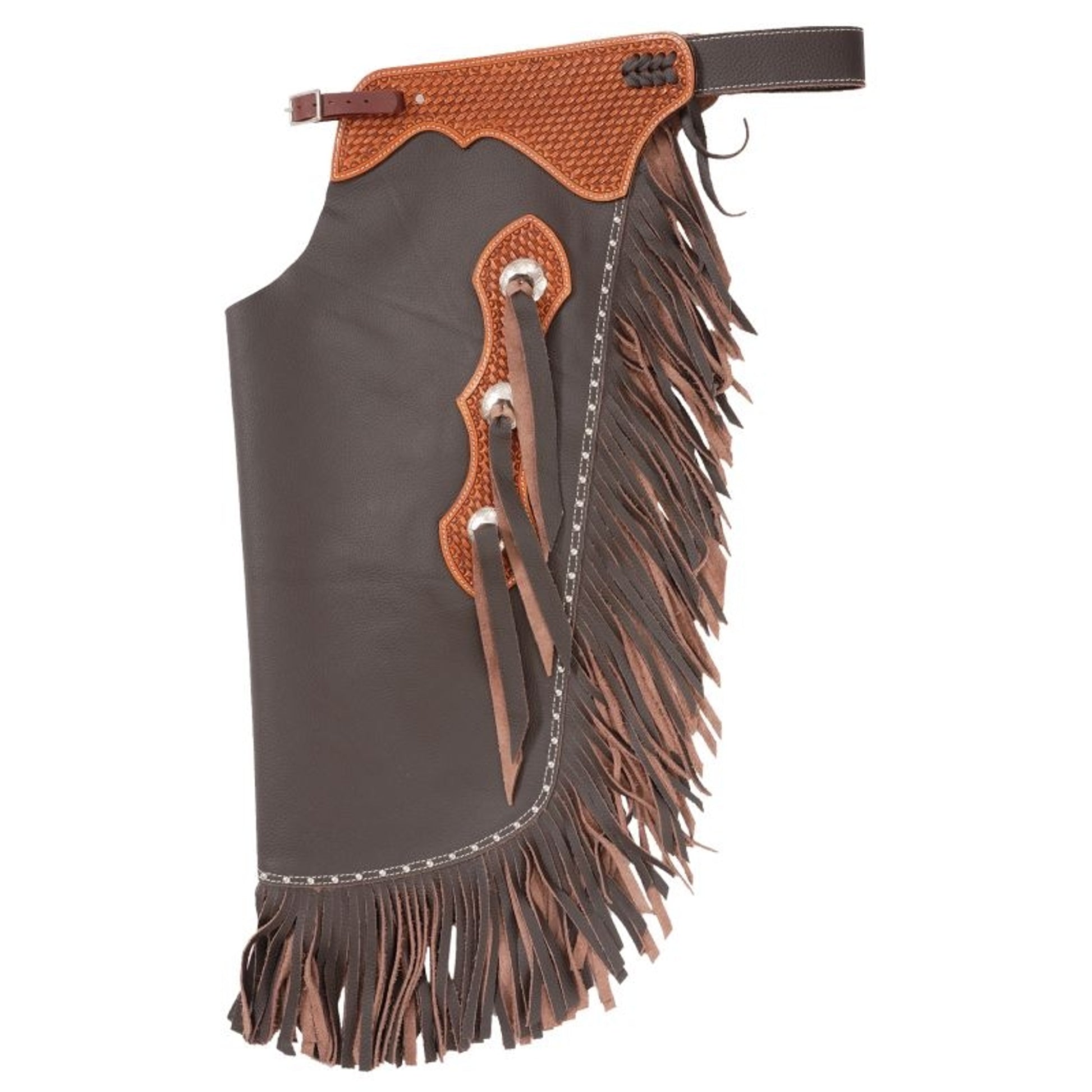 Tough1 Leather Basket Tooled Cowboy Chinks