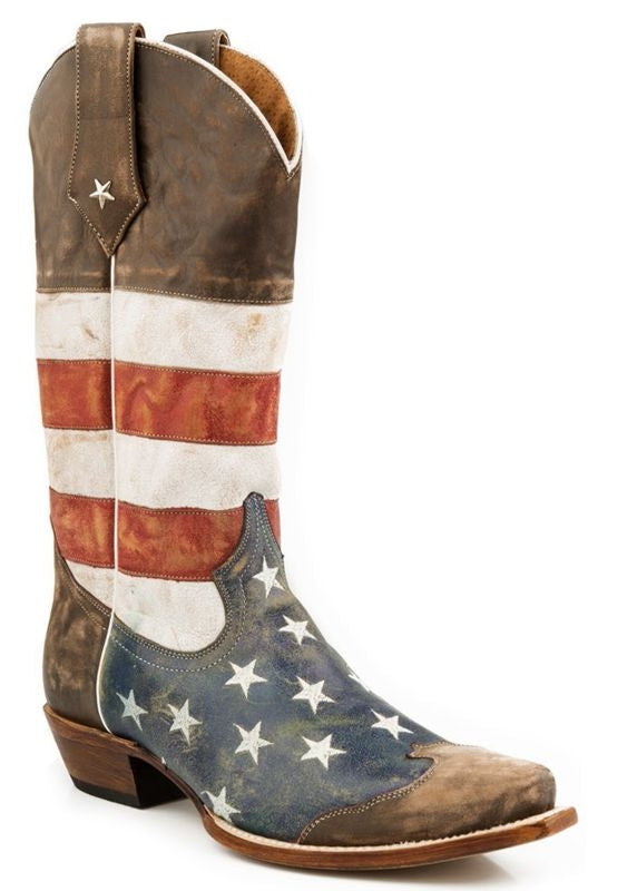 Roper Mens Snip Toe American Flag Boot