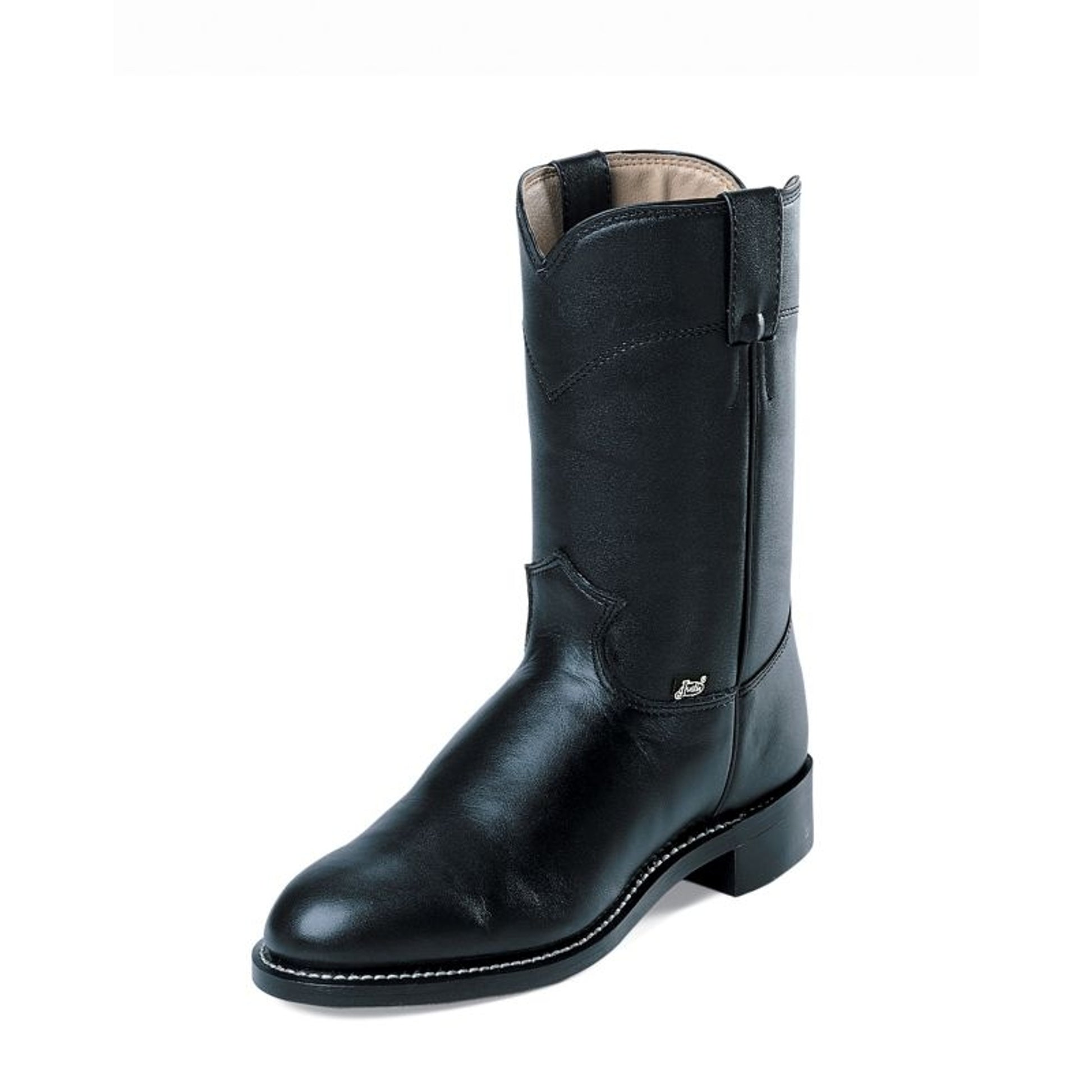 Justin Mens Farm/Ranch Roper Black Cow Boot