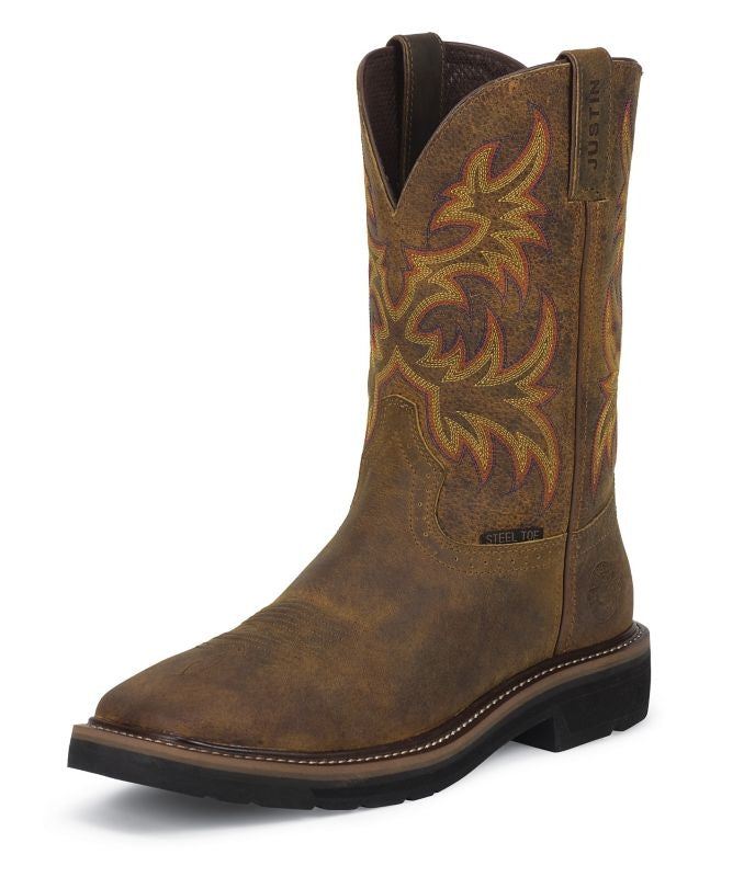 Justin Mens Stampede Steel Rugged Work Boot
