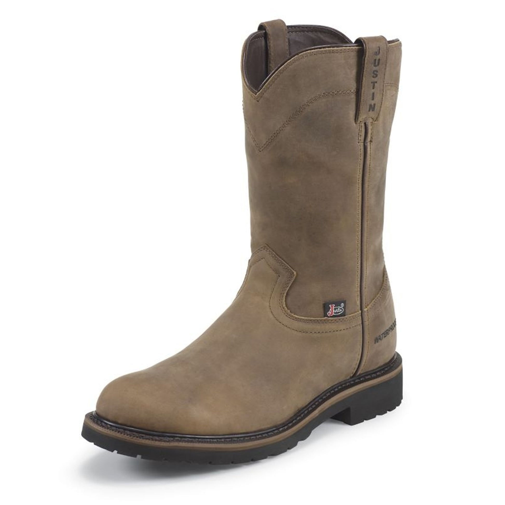Justin Mens WorkerII Wtrprf Tan Steel Work Boot