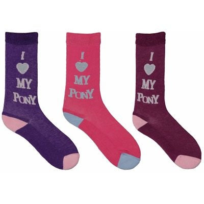 TuffRider Childs I Love My Pony Socks 3 Pack