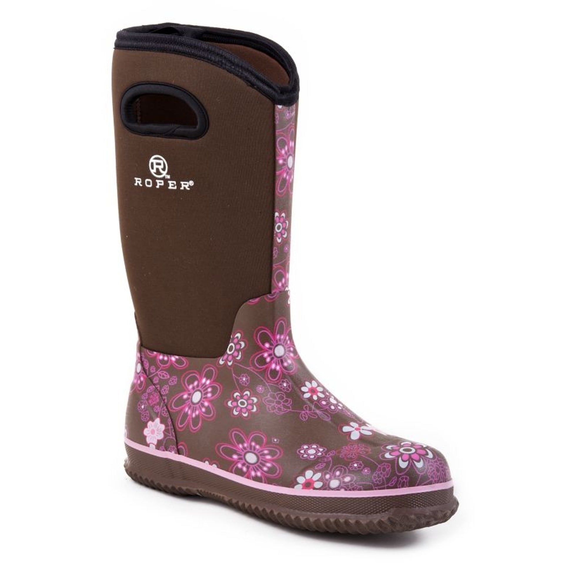 Roper Ladies Rubber Brown Printed Barn Boots